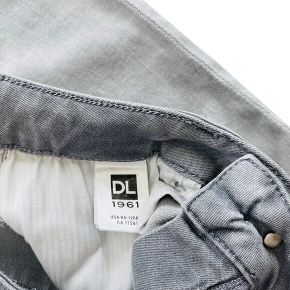 DL1961 Florence Instasculpt 25 Cropped Jeans in Legendary Grey Stretch Fray Hem - Picture 6 of 9